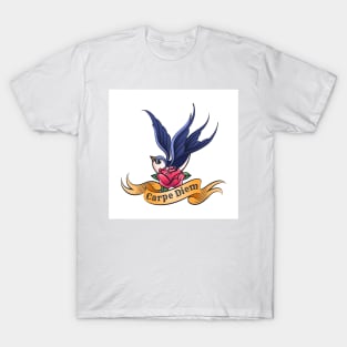 Swallow with Rose and Ribbon T-Shirt